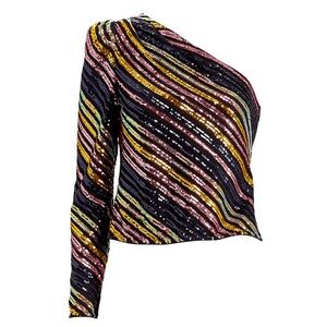 Self portrait one shoulder sequin top party top holiday festive NWT S